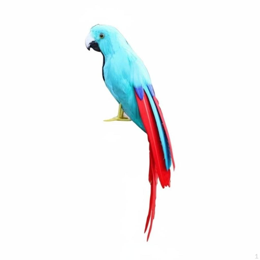 Feathered Parrot Figurine Handmade Artificial Decoration Colorful for Party, Garden, Patio a