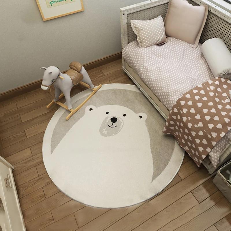 Cartoon Carpets for Living Room Cute Bedroom Decor Round Rugs Non-slip Chair Floor Mat Children's Room Bedside Carpet Study Rug