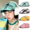 Dopamine Style Plaid Beret Hat Lattice Flat Peaked Cap Elegant Lattice Sun Hat  Travel