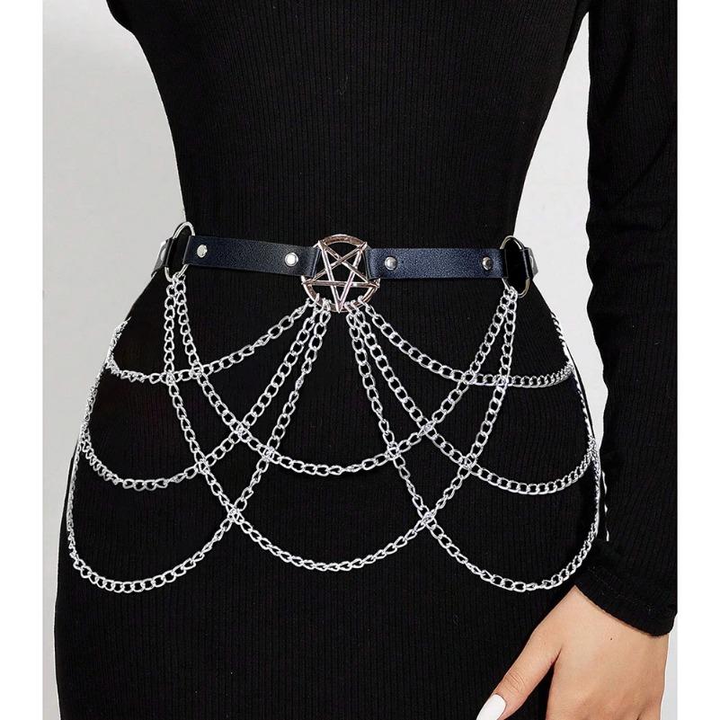 Women Fashion Belt Chain Street Style Belt With Chain Gothic Harness Chain Bustier Harness Waist Belt Clothing Accessorie