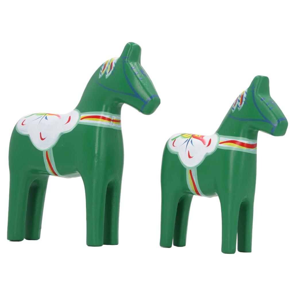 1 Pair Swedish Dala Horse Decor Wooden Traditional Painted Dalecarlian Horse Statue Figurine Home Ornament Handicraft