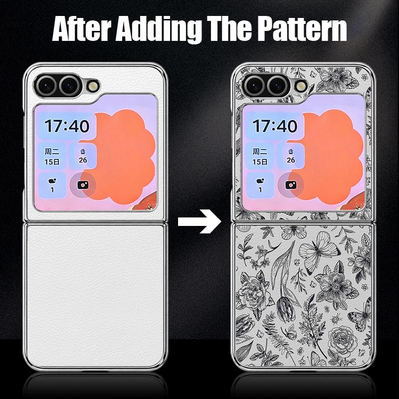 Pastoral Wildflower Case For Samsung Z Flip 8 7 6 5 Hybrid 3in1 Leather Skin Plating Frame Hard Folding Phone Cover For Galaxy Z Flip8 Flip7 Flip6
