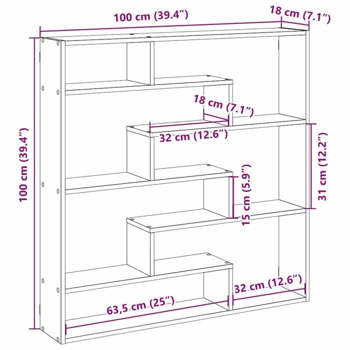 VidaXL Étagère cube murale 7 compartiments sonoma gris 860027