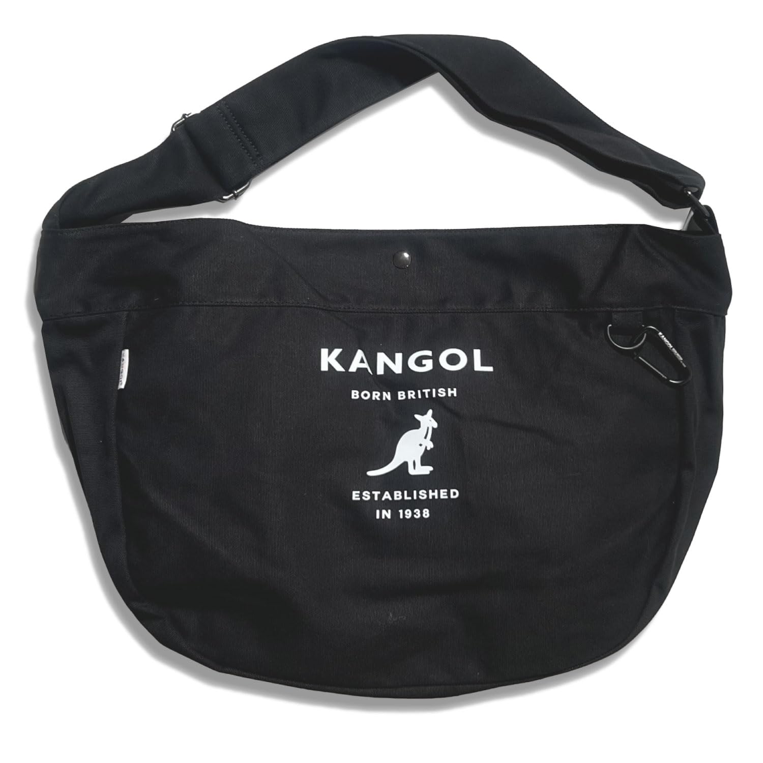 

KANGOL Canvas Big Shoulder Bag with Carabiner, KGSA-BG00290, Black