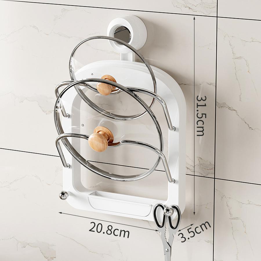 Multi-Layer Pot Lid Rack Kitchen Wall Mounted Cutting Board Holder with Hooks Multi-Functional Draining Shelf & Cutting Board Storage