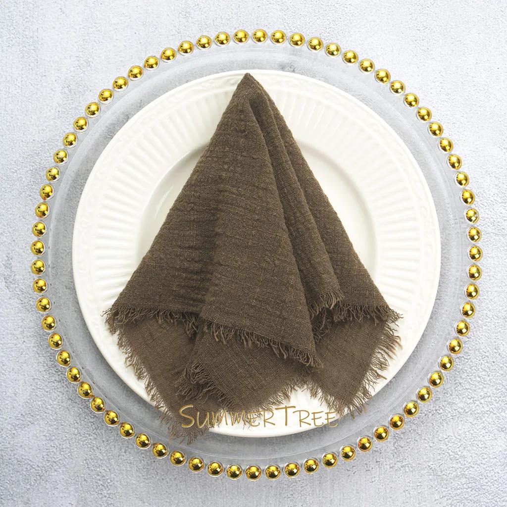 10pcs 32x32cm Cloth Napkins Pure Cotton Gauze Soft Napkin Handkerchief Vintage Banquet Garden Party Wedding Table Decoration
