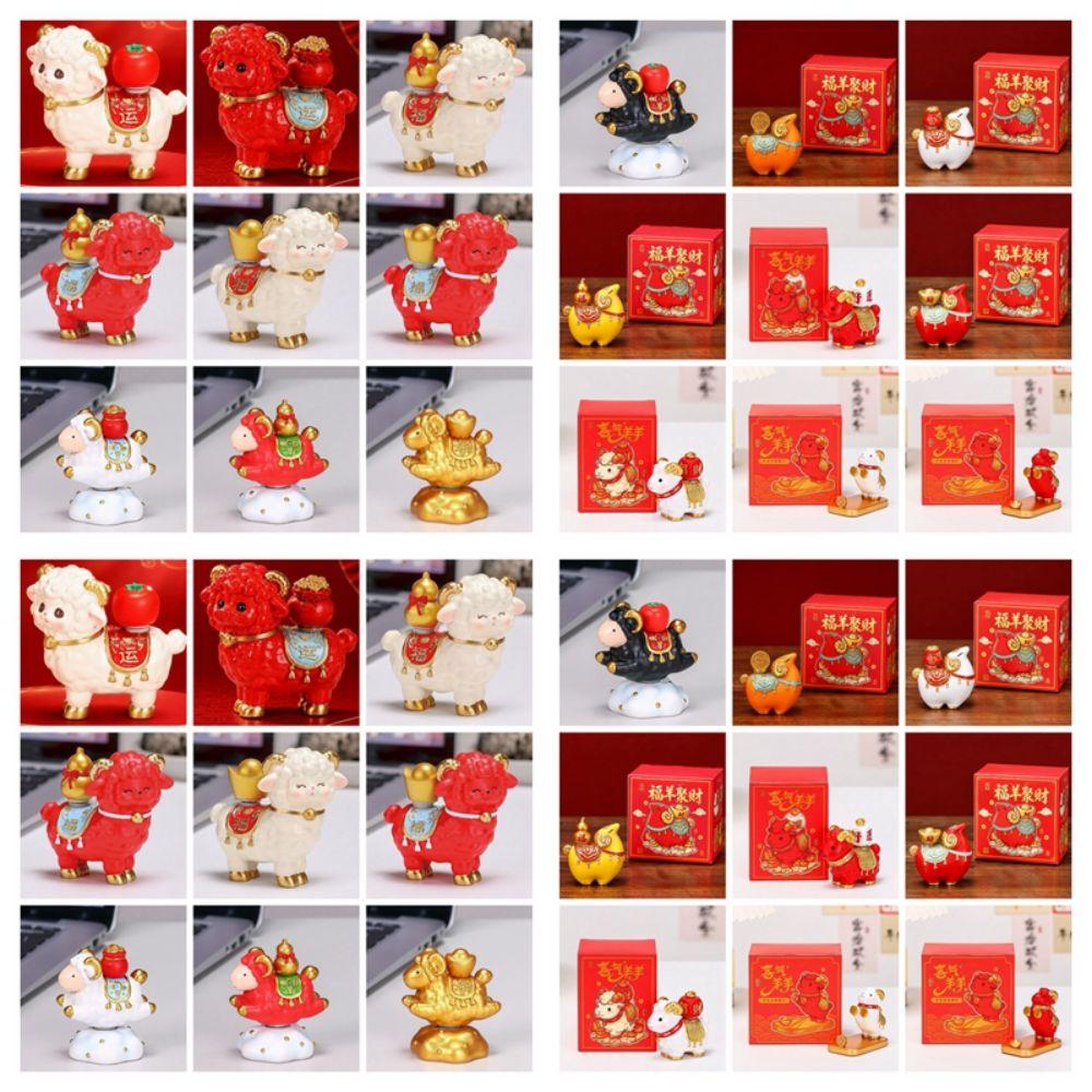 Desktop Decoration Goat Figurine Chinese Style Zodiac Goat Ornament Auspicious Sheep Ornament  Gift