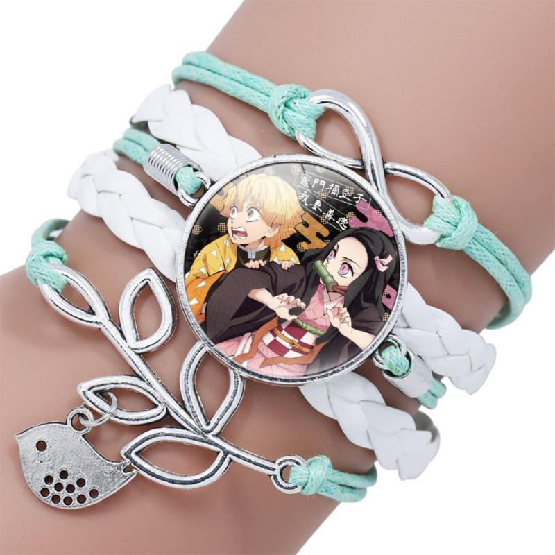 Fashionable Demon Slayer Nezuko Bracelet Mixed Materials With Plated Finish