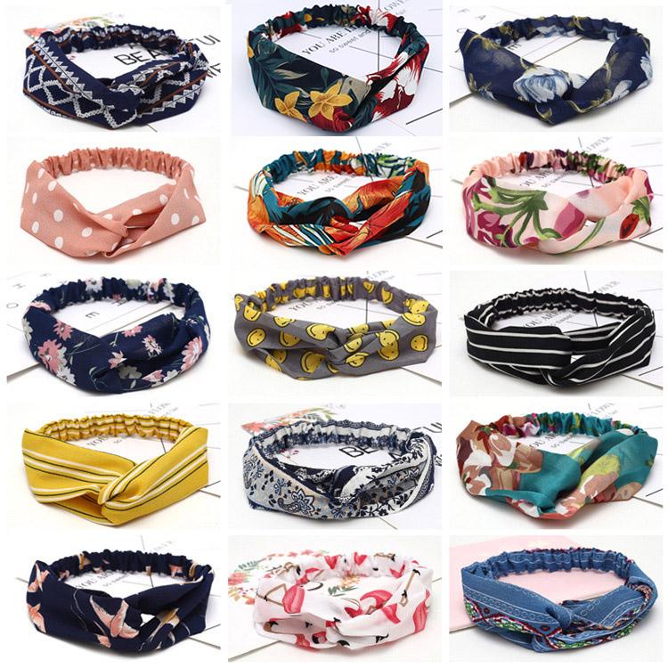 Fashion Bohemian Headband Print Hairbands For Women Girls Vintage Cross Knot Turban Bandanas Headwear Hair Accessories