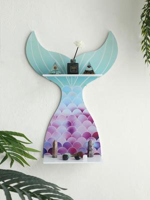Meerjungfrauschwanz Holz Kristall Regal ätherisches Öl Display schwebendes Wandregal Boho Wandmontierter Aromatherapie Halter Kunst Heimdeko