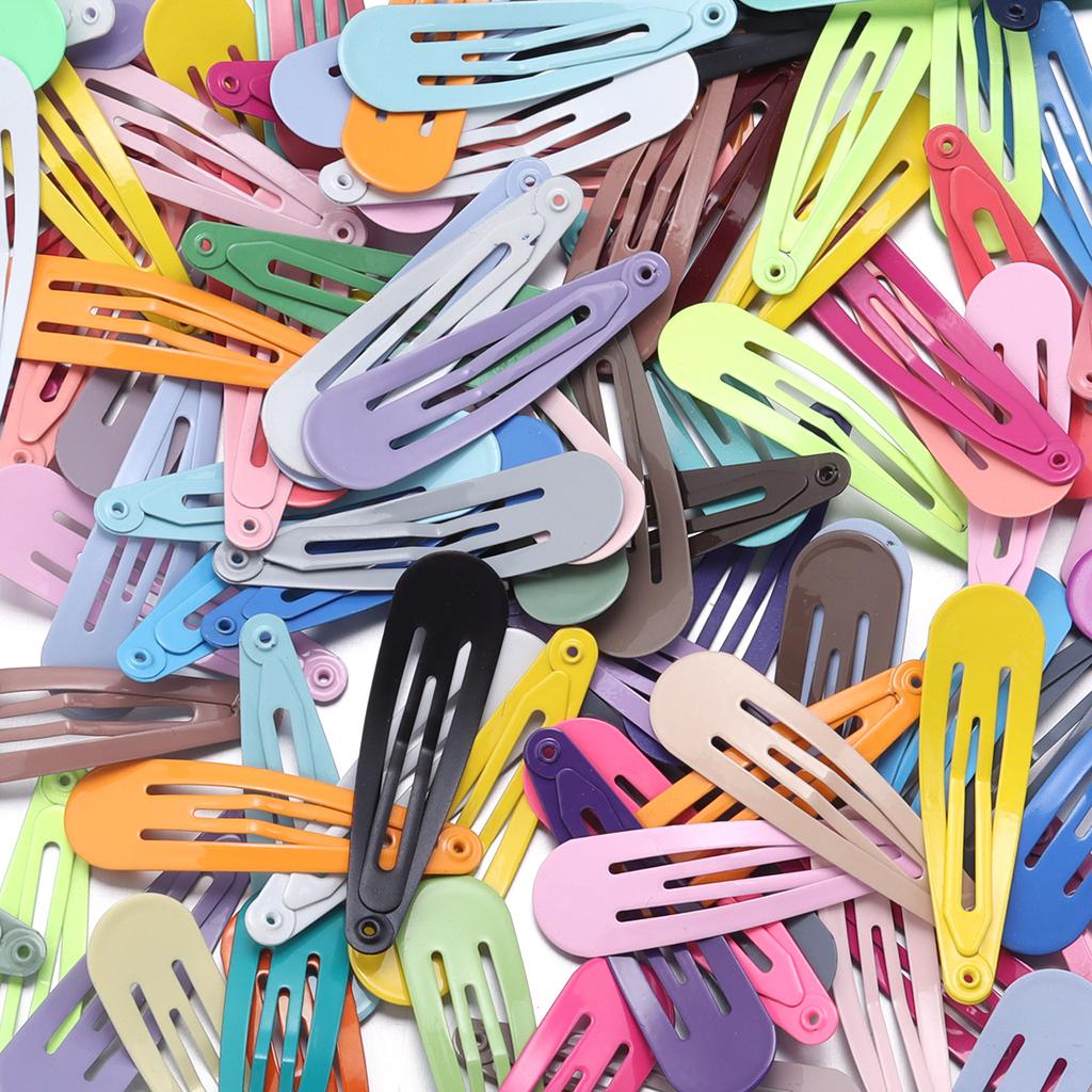 50pcs/lot Metal Snap BB Hair Clips Colorful Water Drop Shape Hairpins Barrettes For DIY Headwear Hairclip Hair Tools Accessories
