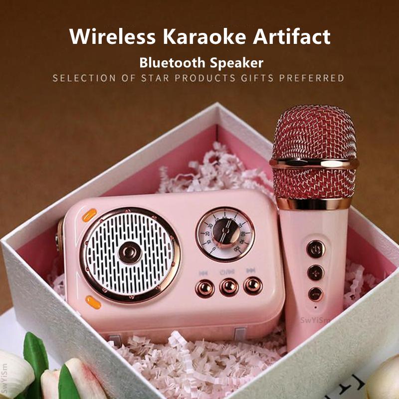 Portable UHF Microphone Audio Set Home KTV Party Mini Kids Karaoke Bluetooth Speaker Wireless Subwoofer Stereo Caixa De Som B152