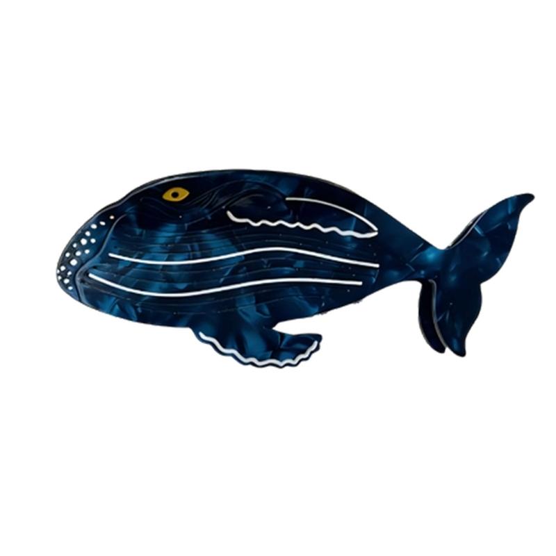 Stylish Acetate Hair Claw Clip Ocean Theme Hair Barrette Feature Marine Life Theme White Blue Ponytail Holder