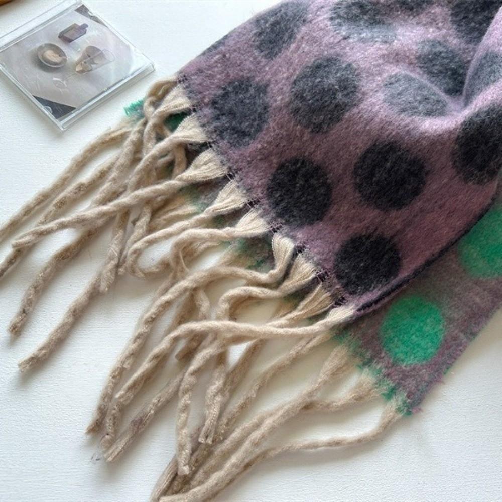 Thick Polka Dot Pattern Shawl Warm Fabric Blanket Scarf Faux Cashmere Scarf Fall Season