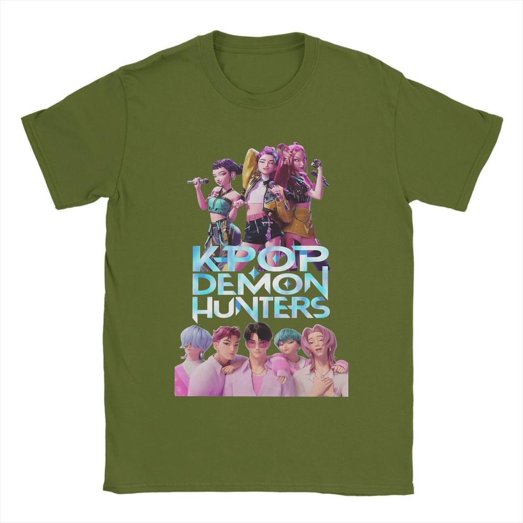 KPop Demon Hunters T-Shirt for Men Saja Boys Fan Gifts Vintage 100% Cotton Crewneck Short Sleeve T Shirts Unique Clothing