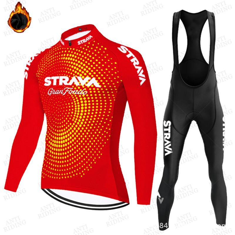 Fleece Fahrradtrikot Set Langarm Thermische Basisschicht Rennrad Männer Frauen Winterfahren