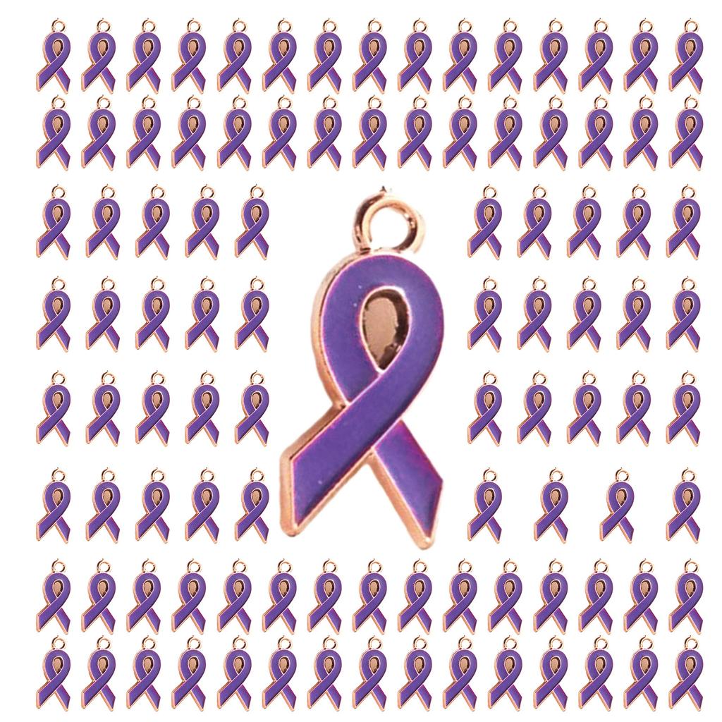 100 ks Srdíčkový přívěsek s mašličkou pro DIY šperky Odolný přívěsek s mašličkou na podporu povědomí Šperkařské komponenty Mašličkový přívěsek v mixu barev