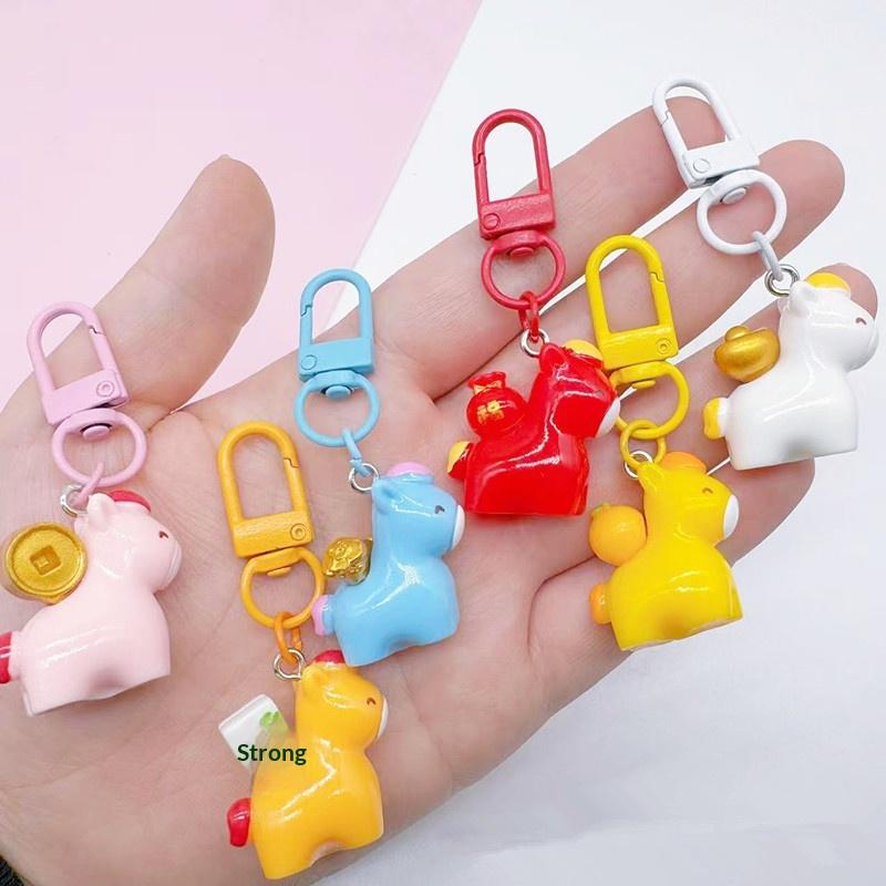 2026 Chinese  Year Mascot Horse Resin Keychain Decor Cartoon Cute Year Of The Horse Keyring Bag Pendant Gifts Accessory