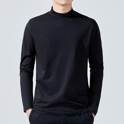Men S Loose Half High Neck Long Sleeve Cotton T Shirt Plus Size Casual Top