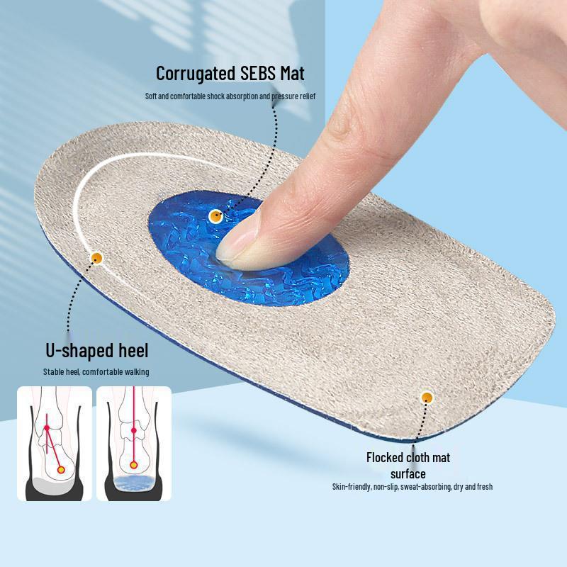 SEBS Composite Cloth Sports Soft Shock Absorption Heel Pads - Blue, Wear-Resistant, Anti-Slip Design for Men & Women.