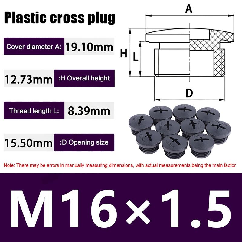 10Pcs Cross Shaped Plastic Plugs Nylon Waterproof High Quality Threaded Hole Plugs M16X1.5 M18X1.5 M20X1.5 M22X1.5 M25X1.5
