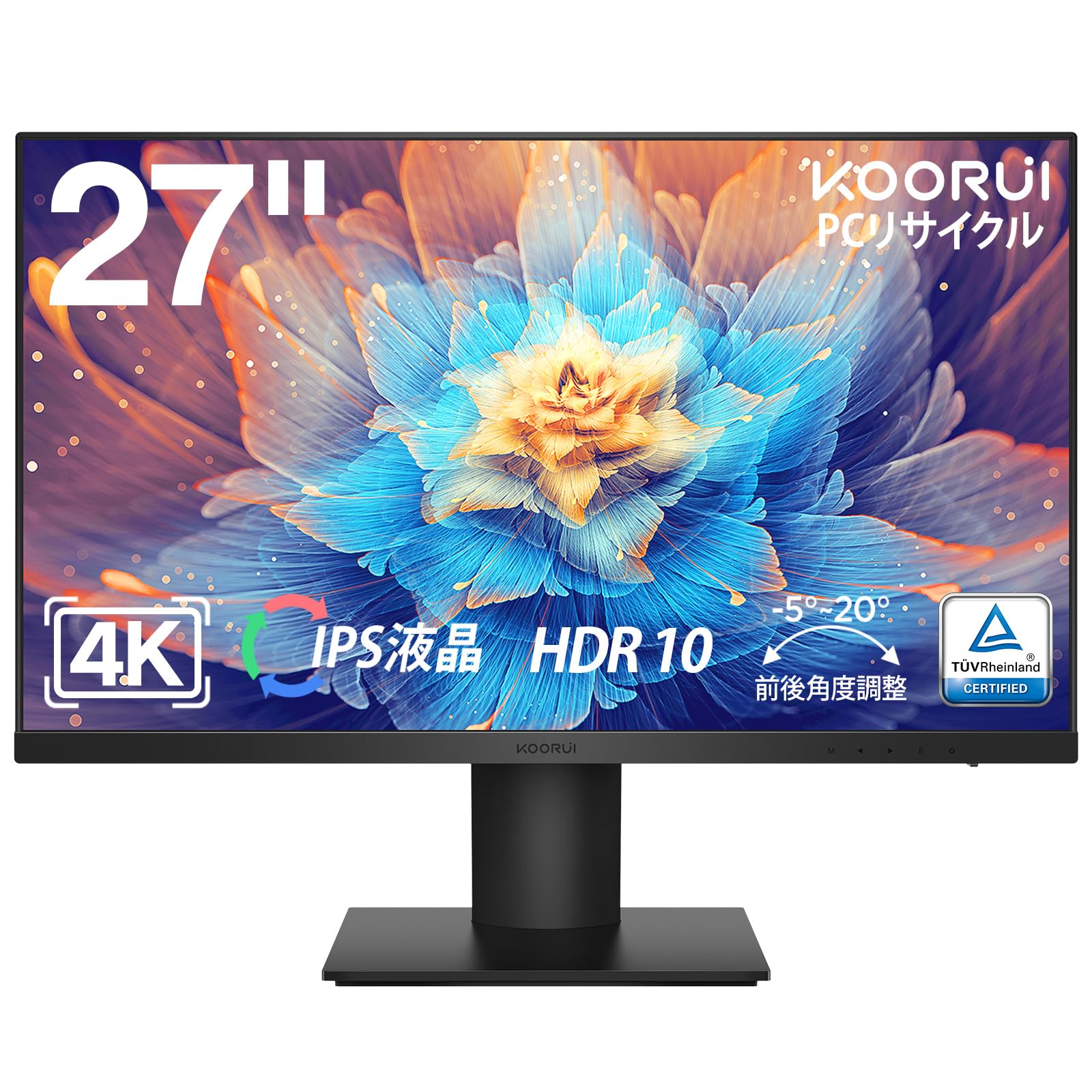 

KOORUI 27-inch 4K Monitor IPS Anti-Glare Display (3840×2160HDR10DCI-P3 90%VESA Compatible) Height Adjustable Desktop Monitor HDMIDP Connection