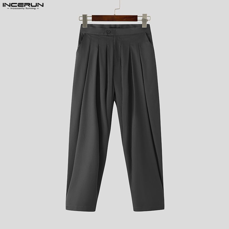 INCERUN Herren Unterteil Lässig mit Reißverschluss an der Taille Lange Baggy Haremshose