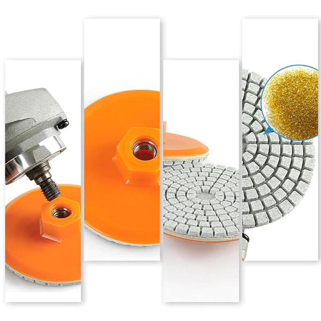 Integrated Stone Trimming Polishing Disc, Diamond Polishing Pads, Wet Dry Polishing Pads Kit, for Granite Stone Concrete Mar