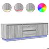 VidaXL TV Cabinet with LED Lights Sonoma Grey 160.5x41x50 Cm, TV Stand, TV Unit, Multimedia Unit, TV Bench, Furniture 3328431
