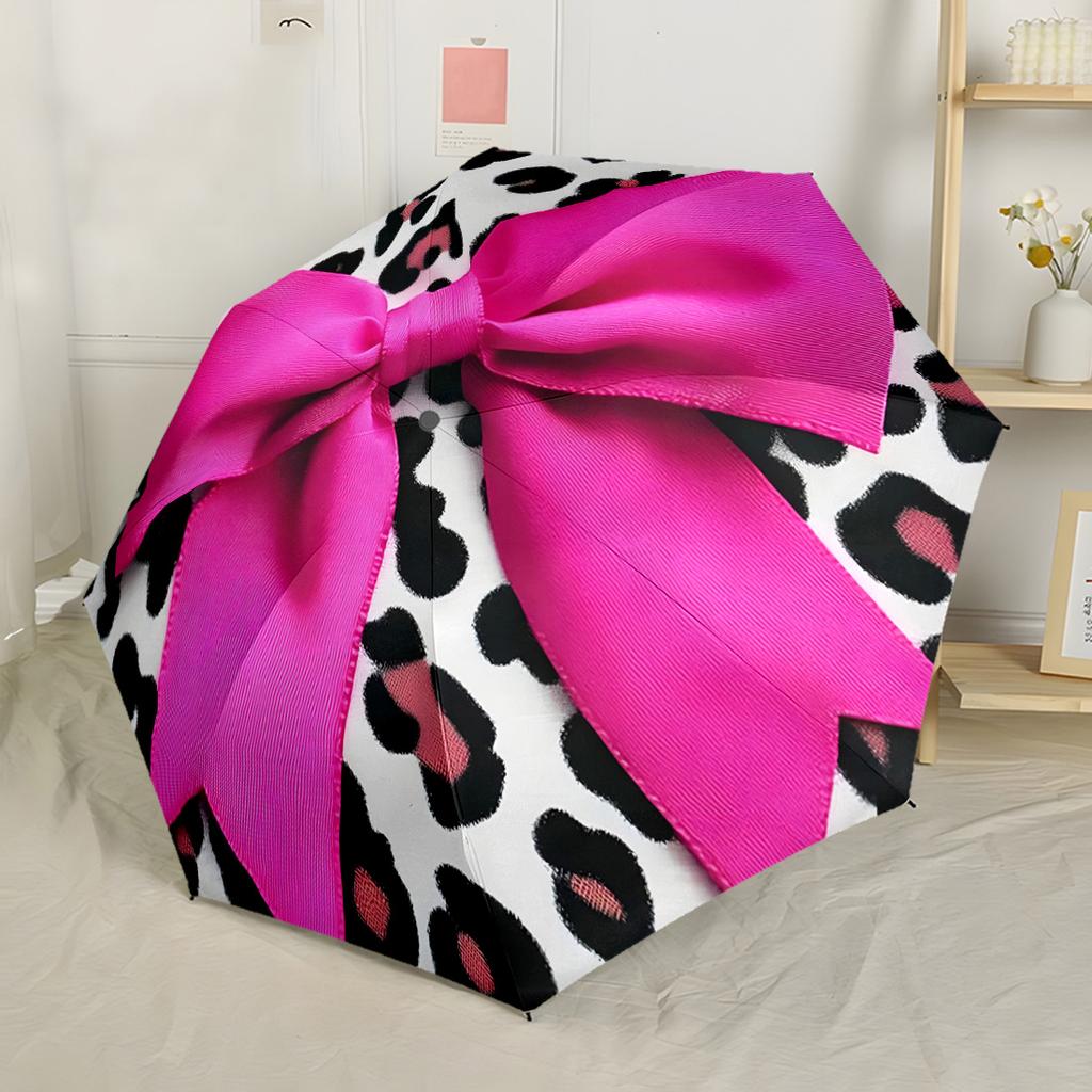 Pink Ladybug Pattern Portable Automatic Umbrella Retractable Design with 8 Rib Durability Foldable Design All Season Umbrella for Travel