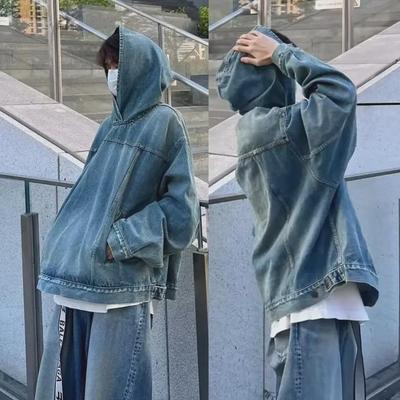 2023 Men's Spring Hooded Denim Jacket: Korean-Japanese Teen Fashion Casual Wear