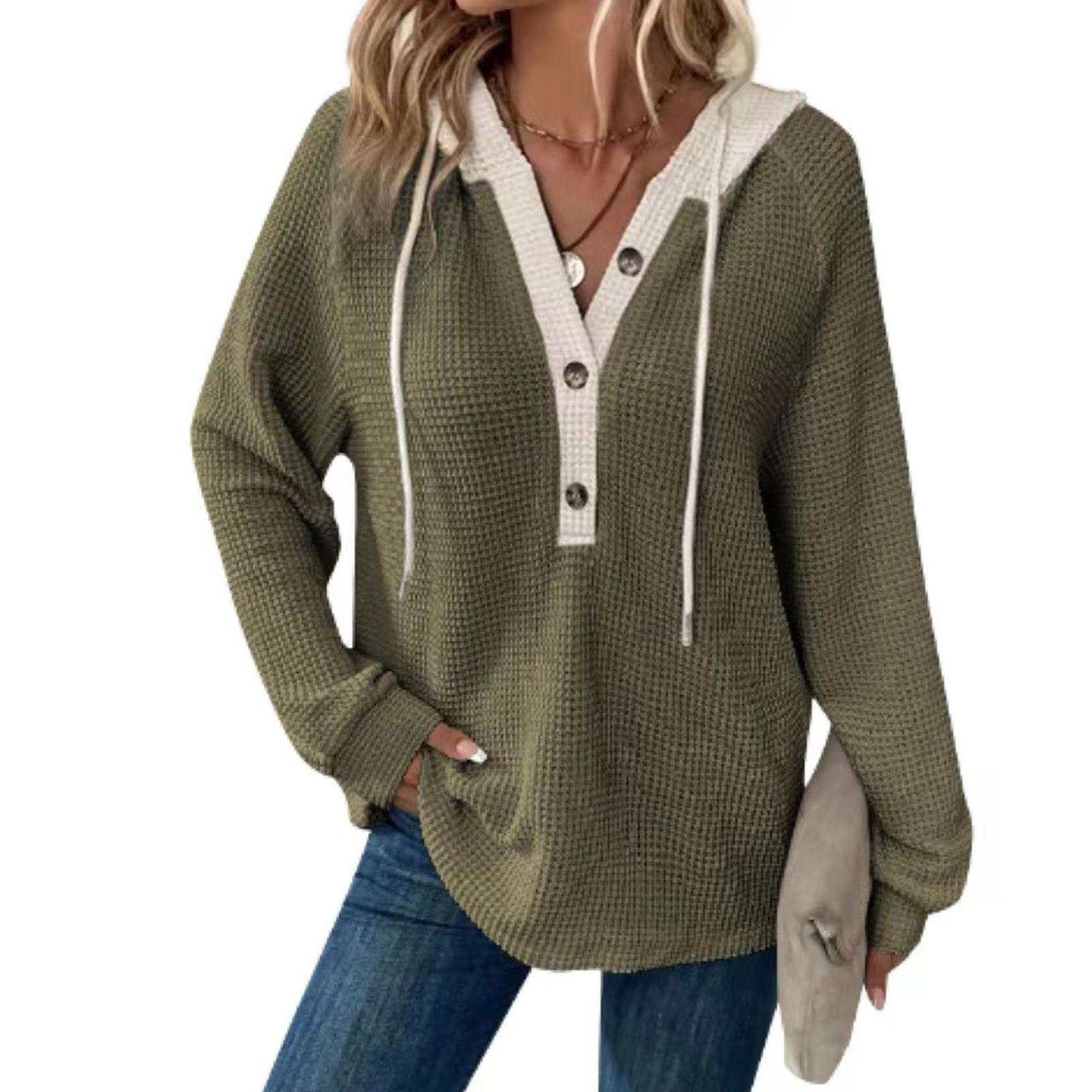 

Женская модная повседневная толстовка с длинным рукавом и завязками на шнурке с капюшоном и V-образным вырезом XXXL