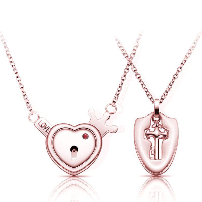 Couple Jewelry Stainless Steel Bracelet Love Heart Lock Bracelets Bangles Key Pendant Necklace for Lover Jewelry Gift