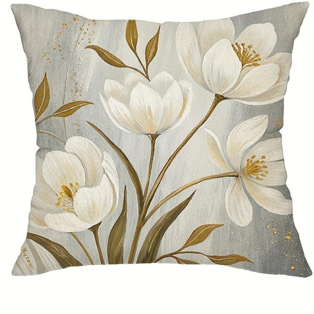 Refined Light - Toned Floral Pillow CoversLiving Room Sofa Cushion Cover, Soft and Comfortable, Bedroom Room Decoration