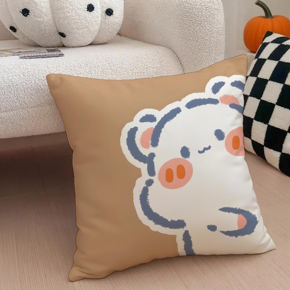 Cute Surprise Animals In The Twelve Zodiac Signs Cushion Cover Throw Pillow Cover Hidden Button Durable Polyester Chair Cushion