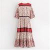 GMXIA Summer Spring Bohemian Patchwork Maxi Single-breasted Cardigan Vintage Dress