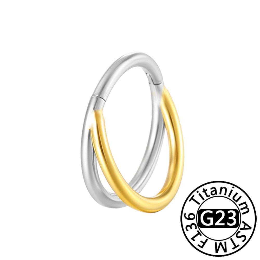 Anillo de Nariz Clicker de Titanio G23 Cartílago de Oreja Tragus Helix Daith Pendientes Redondos Aro CZ 16G Segmento con Bisagra Joyería para Piercing Corporal