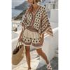 16 European and American summer printed beach blouse vacation casual bikini beach bat sleeve set