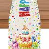 Happy Birthday Linen Table Runner Table Decor Colorful Cake Gift Confetti Kitchen Dining Table Runners Birthday Party Decoration