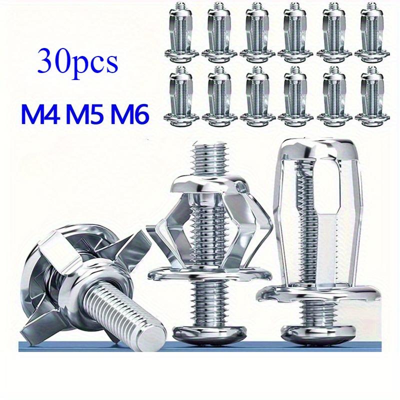 Set 30 buc Șurub Petal și Piuliță - M4, M5, M6 Piulițe cu diblu de expansiune, pentru proiecte DIY și construcții - cadou ideal pentru meșteri și entuziaști DIY
