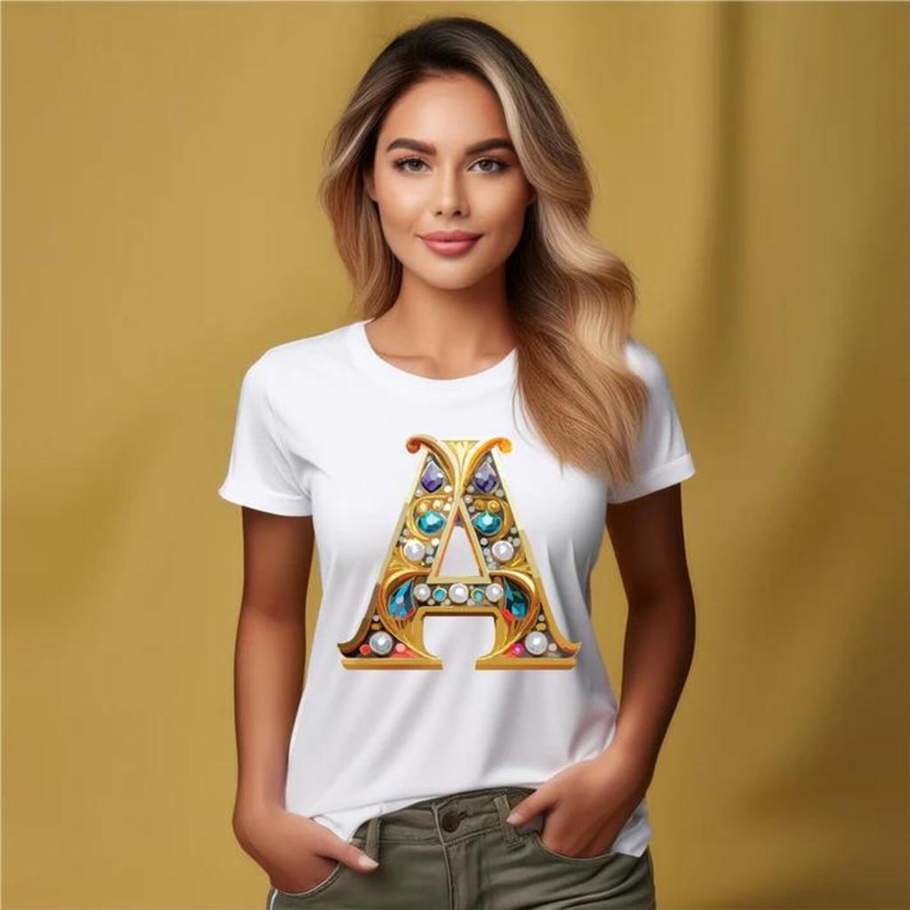 A Letter T-Shirt Alphabet Tee Letter Tee - Gift for Boy Girls Mom Dad Grandma Grandpa Family Sister Brother Mama Grandmother Crew Team Party
