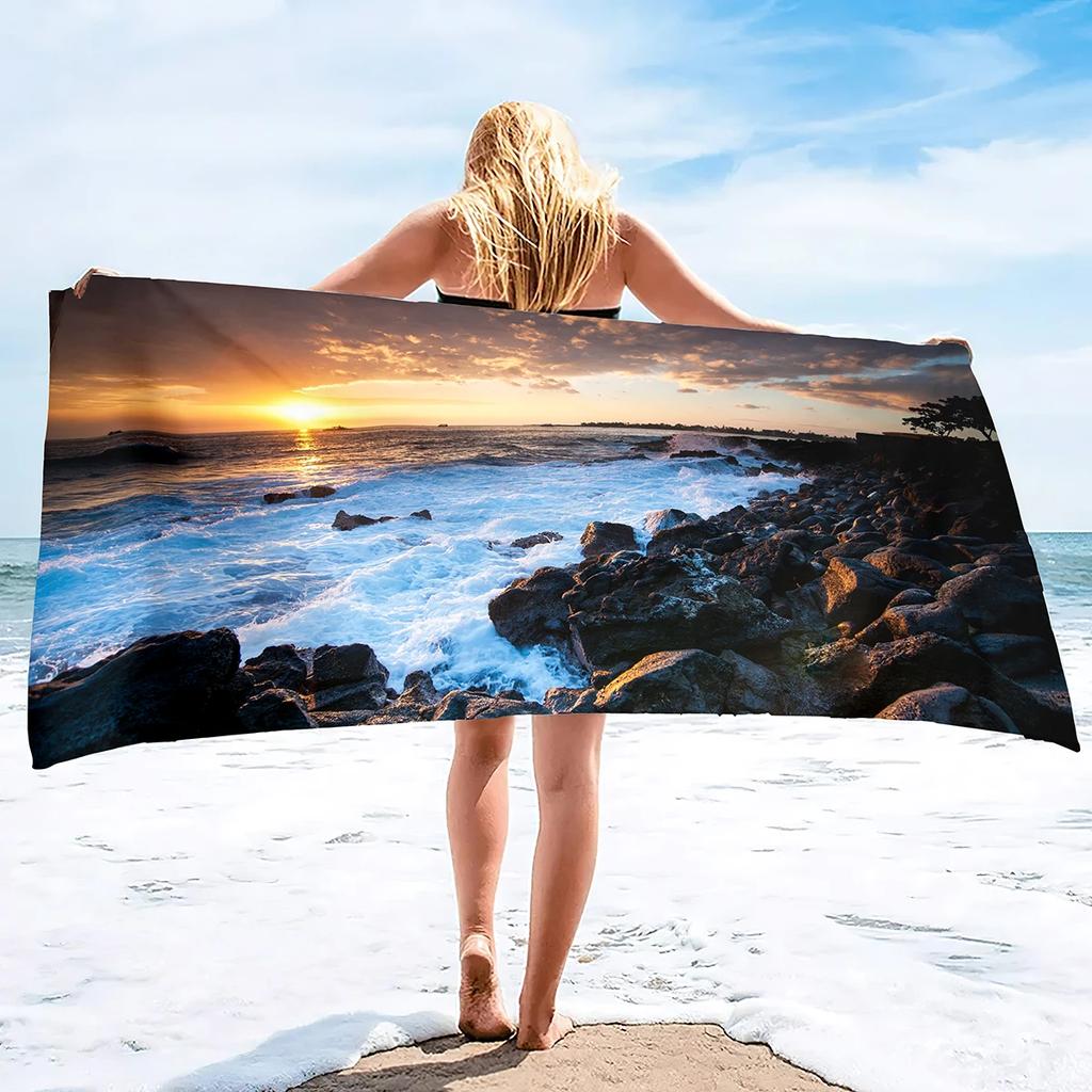 Seaworld Print Microfiber Towel for Beach Travel Bath Extra Large Blanket Towel Oversized Sand Proof Great for Swim Yoga Sports