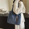 Damen-Umhängetasche mit großem Fassungsvermögen, Denim-Einkaufstasche, Schultasche