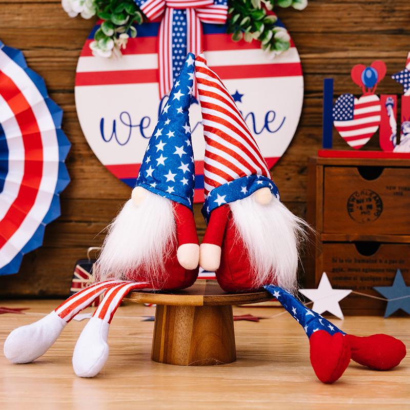 American New Independence Day Striped Star Hanging Gnome Plush Figurine Gift