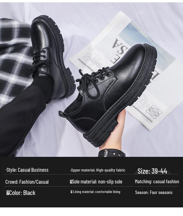 Men's Spring Black Leather Waterproof Work Shoes - Versatile Korean Style Chef Shoes