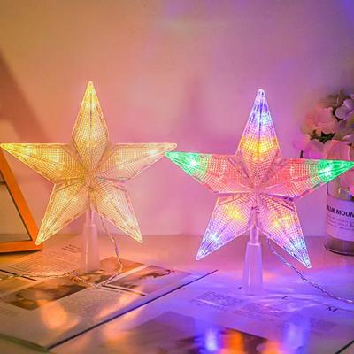 LED Weihnachtsbaumspitze Stern Leuchtend Wiederverwendbar Weihnachtsbaumspitze Nachtlicht 20cm Batteriebetrieben Weihnachten Atmosphäre Licht