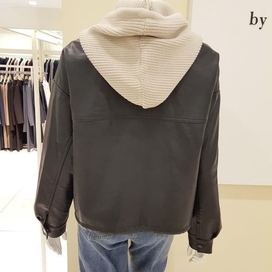 Fell Hood Faux Leather Jacket