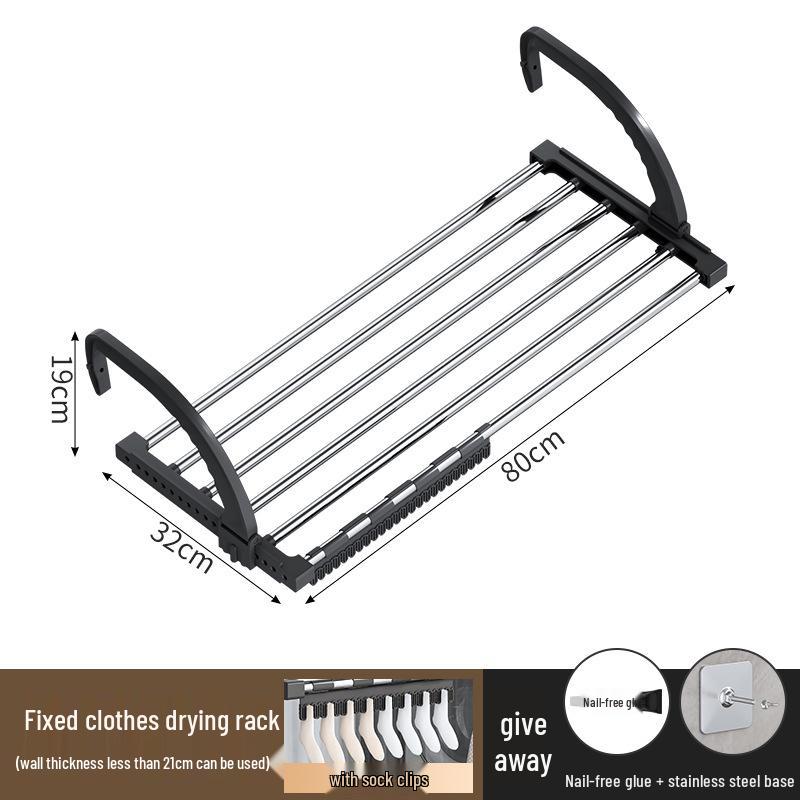 Telescopic Punch-Free Clothes & Shoe Drying Rack for Window Railings and Balcony