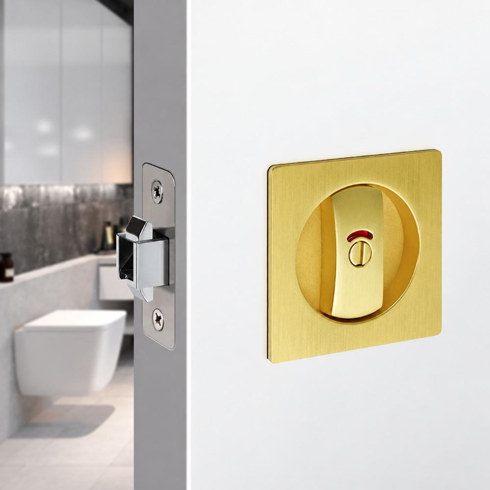 Zinc Alloy Pocket Door Lock Self-Locking Keyless Lock Premium Sliding Privacy Lock Home