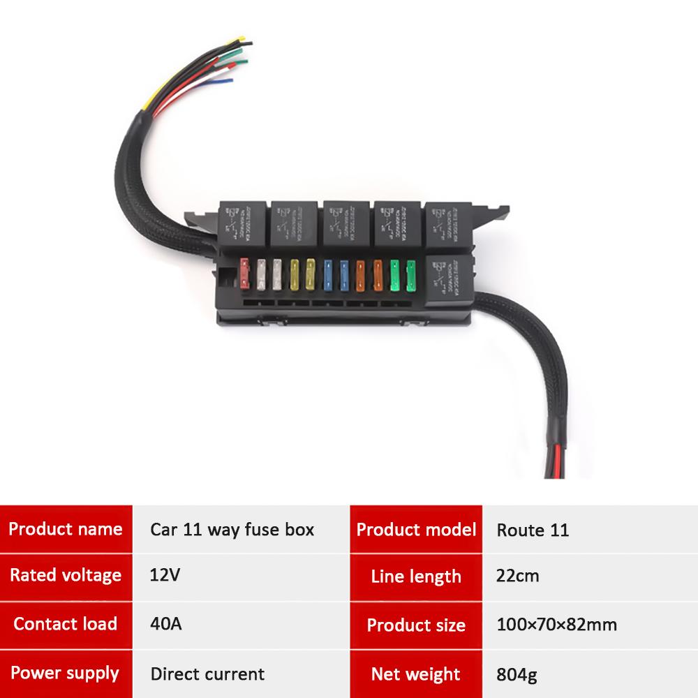 12V Fuse Block Fuse Relay Box Block 11 Way Waterproof  4PINATC/ATO Fuse Block and 6 Slot  Relay Panel for Universal Vehicles Car